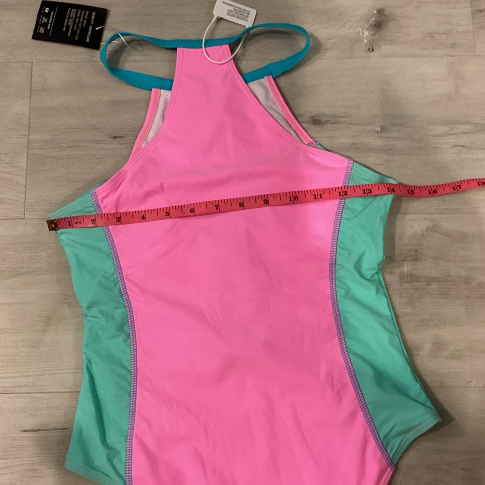 Stylish Pink and Blue One-Piece Swimsuit - Picture 6 of 7